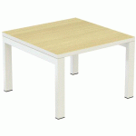 TABLE BASSE EASY OFFICE 60X60 CM PIED BLANC PLATEAU BLANC/HETRE - MANUTAN COLLECTIVITÉS