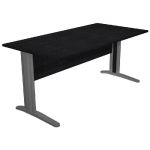 BUREAU DROIT PRONTO MÉTAL - L.160 X P.80 CM - PLATEAU NOIR - PIEDS L ANTHRACITE