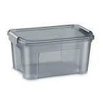 CEP BOÎTE DE RANGEMENT POLYPROPYLÈNE 100% RECYCLABLE AVEC COUVERCLE ET POIGNÉES CLIPS - 13 LITRES - GRIS TRANSLUCIDE