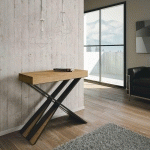 ITAMOBY - CONSOLE EXTENSIBLE 90X40/300 CM CHÊNE DIAGO NATURE STRUCTURE ANTHRACITE