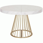 TABLE RONDE EXTENSIBLE SOARE EFFET MARBRE PIEDS OR - BLANC