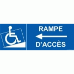 LOT DE 2 - PANNEAU RAMPE ACCÈS PMR FLÈCHE À GAUCHE - 350 X 125 - PVC