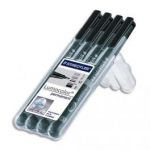 STAEDTLER POCHETTE 4 FEUTRES LUMOCOLOR PERMANENT NOIR, 4 POINTES ASS : SUPERFINE,FINE,MOYENNE,BISEAUTÉE