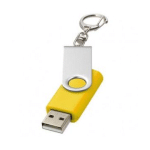 CLÉ USB ROTATIVE AVEC PORTE-CLÉS 16 GB - JAUNE - CLÉS USB PUBLICITAIRES PERSONNALISÉES