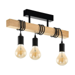 EGLO PLAFONNIER TOWNSHEND EN BOIS, À 3 LAMPES NOIR
