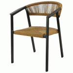 FAUTEUIL GABRIEL WICKER/ALU - NATUREL/NOIR - PROLOISIRS