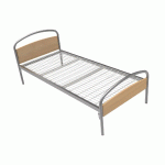 LIT THÉLIA TÊTE/PIED PANNEAU SOMMIER TREILLIS 80X190 ALU/CHÊNE CLAIR - MANUTAN COLLECTIVITÉS