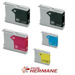 PACK 5 CARTOUCHES COMPATIBLE BROTHER  LC1000 NOIRE ET COULEURS