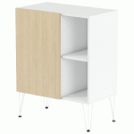 RANGEMENT MI-HAUT JAVA 80 CM 1 PTE 2 NICHES BLC/CHÊNE CLAIR - MANUTAN COLLECTIVITÉS