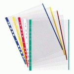 POCHETTES PERFORÉES OXFORD A4 BORDS COULEURS POLYPROPYLÈNE LISSE 9/100E - BOÎTE DE 100