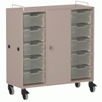 ARMOIRE BASSE SHIFT+ LANDSCAPE MÉLA. 9 CASES - 1 PORTE - GRIS TERRE - ANTHRACITE - MANUTAN COLLECTIVITÉS