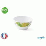 BOL G.M. 0,70L MELAMINE BLANCHE DECOR FEUILLES
