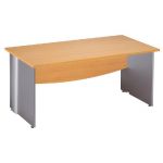 BUREAU DROIT ACTIVITY - L. 160 X P. 80 CM - PLATEAU HÊTRE - PIEDS PLEINS 'BLANC'