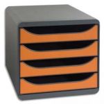 EXACOMPTA MODULE DE CLASSEMENT BIGBOX 4 TIROIRS GRIS-TANGERINE 27,8X26,7X34,7 CM