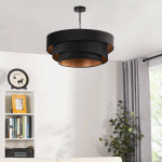 LINDBY PLAFONNIER JUSARI, NOIR, TEXTILE, Ø 56 CM, E27
