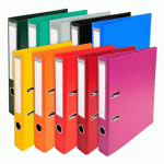 LOT DE 10 - CLASSEUR À LEVIER PLASTIFIÉ EXACOMPTA A4 - DOS 5 CM COULEURS ASSORTIES VIVES