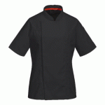 LOT DE 2 - PORTWEST C736 VESTE DE CUISINE MAILLE PRO MANCHES COURTES NOIR - TAILLE S