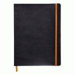RHODIARAMA CARNET SOUPLE 19X25 CM 160 PAGES DOT PAPIER IVOIRE 90G FERMETURE ÉLASTIQUE - NOIR