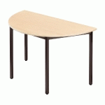 TABLE MODULAIRE DOMINO 1/2 ROND - L. 120 X P. 60 CM - PLATEAU ERABLE - PIEDS NOIRS