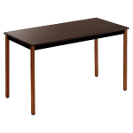 TABLE MODULAIRE DOMINO RECTANGLE - L. 120 X P. 60 CM - PLATEAU NOIR - PIEDS BRUNS