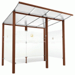 ABRI FUMEURS MODULO 2.50M BARDAGE RETOUR AVANT ASPECT CORTEN - PROCITY