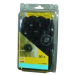 BOX DE 50 POULIES D'ANGLE NOIR AVEC CLOU