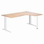 BUREAU COMPACT EXCELLENS L 180 CM RETOUR À DROITE PIÈTEMENT MÉTAL PLUS BLANC