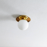 EKO-LIGHT PLAFONNIER PLATO, DORÉ, MÉTAL, VERRE OPALIN, Ø 19 CM