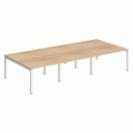 PÔLE 6 BUREAUX L 360 CM PLATEAUX CHÊNE, PIÈTEMENT MÉTAL BLANC - TEAM LINE
