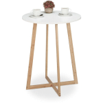 TABLE D'APPOINT RONDE, STYLE SCANDINAVE, SALLE À MANGER, PIEDS BAMBOU, GUÉRIDON, HXD : 75X60 CM, BLANC/NATURE - RELAXDAYS