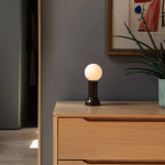 TALA LAMPE À POSER SHORE, VERRE, AMPOULE LED E27 GLOBE, MARRON