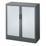ARMOIRE CLASSTOUT CLASSIQUE MÉTAL ANTHRACITE - L. 90 X H. 100 CM - AVEC RIDEAUX GRIS