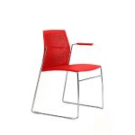 CHAISE DE RÉUNION & VISITEUR PIXEL - AVEC ACCOUDOIR -  PIÈTEMENT FILO CHROME -POLYPROPYLÈNE - ROUGE