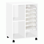 DESSERTE MOBILE MIXTE PIXY 6 CORBEILLES COULISSANTES BLANC