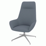 FAUTEUIL CITY DOS HAUT APP-TÊTE PIED ALU TISSU BLEU GRIS - QUADRIFOGLIO