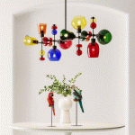 KARE SUSPENSION MAZZO OTTO, VERRE MULTICOLORE, À 8 LAMPES