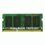 KINGSTON VALUERAM - DDR3 - MODULE - 4 GO - SO DIMM 204 BROCHES - 1600 MHZ / PC3-12800 - MÉMOIRE SANS TAMPON