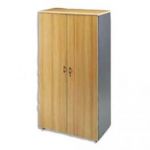 MT INTERNATIONAL ARMOIRE HAUTE PORTES PLEINES 1 TAB. FIXE+3 AMOVIBLES HÊTRE ANTHARCITE L90X H180X P48 CM