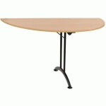 TABLE PLIANTE DEMI-RONDE - NEW LINE - HÊTRE/NOIR - 140 CM