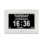 HORLOGE 7 POUCES LCD CALENDRIER NUMÉRIQUE DATE ET HEURE HORLOGE POUR LES PARENTS (BLANC)