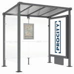 ABRI BUS MILAN 2.50 M 1 CAISSON 1 BARDAGE LAT. GRIS PROCITY - PROCITY