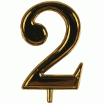 CHIFFRE OR N° 2 EN PLASTIQUE POUR BOUGIE (X10) FIRPLAST