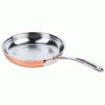 POÊLE À FLAMBER EN CUIVRE, Ø 24 CM X H : DIAMÈTRE DU FOND : 4,5 CM. 18 CM
