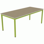 TABLE CARÉLIE 180X80 T5 STRAT POLY. HÊTRE MIEL BEIGE/VERT AC - MOBIDECOR
