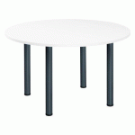TABLE RONDE L 120 CM EXCELLENS PLATEAU BLANC 4 PIEDS MÉTAL ANTHRACITE