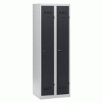 VESTIAIRE 2 COLONNES COLOR MONOBLOC INDUSTRIE PROPRE - A CODE - ANTHRACITE