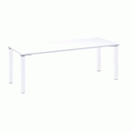 BUREAU DROIT EDEN L 200 X P 100 CM PLATEAU BLANC PIÉTEMENT MÉTAL BLANC