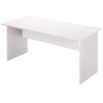 BUREAU DROIT PRONTO TENDANCE - L. 140 X P. 80 CM - PLATEAU BLANC - PIEDS PLEINS ALUMINIUM