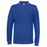 COTTOVER POLO PIQUE MANCHES LONGUES HOMME - CERTIFIÉ GOTS BLEU - TAILLE XXXXL