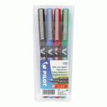 STYLO ROLLER PILOT HI-TECPOINT V5 ÉCRITURE FINE. POCHETTE DE 4 COULEURS CLASSIQUES